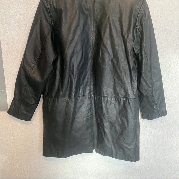 Vintage 80's 90's 100% Genuine Leather Oversized Long Coat Jacket Trench - Picture 11 of 12